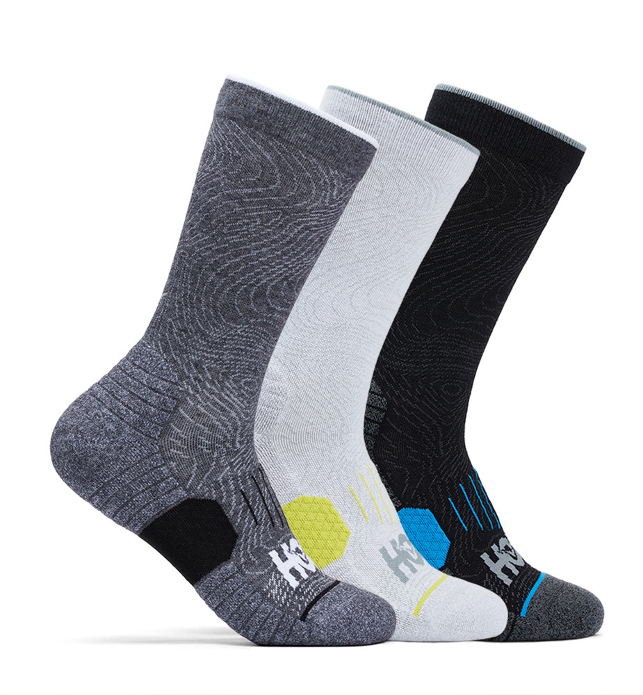 Hoka U CREW RUN SOCK 3-PACK White / Black / Grey