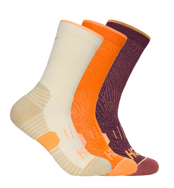 Hoka U CREW RUN SOCK 3-PACK Truffle Salt / Pumpkin / Blk C