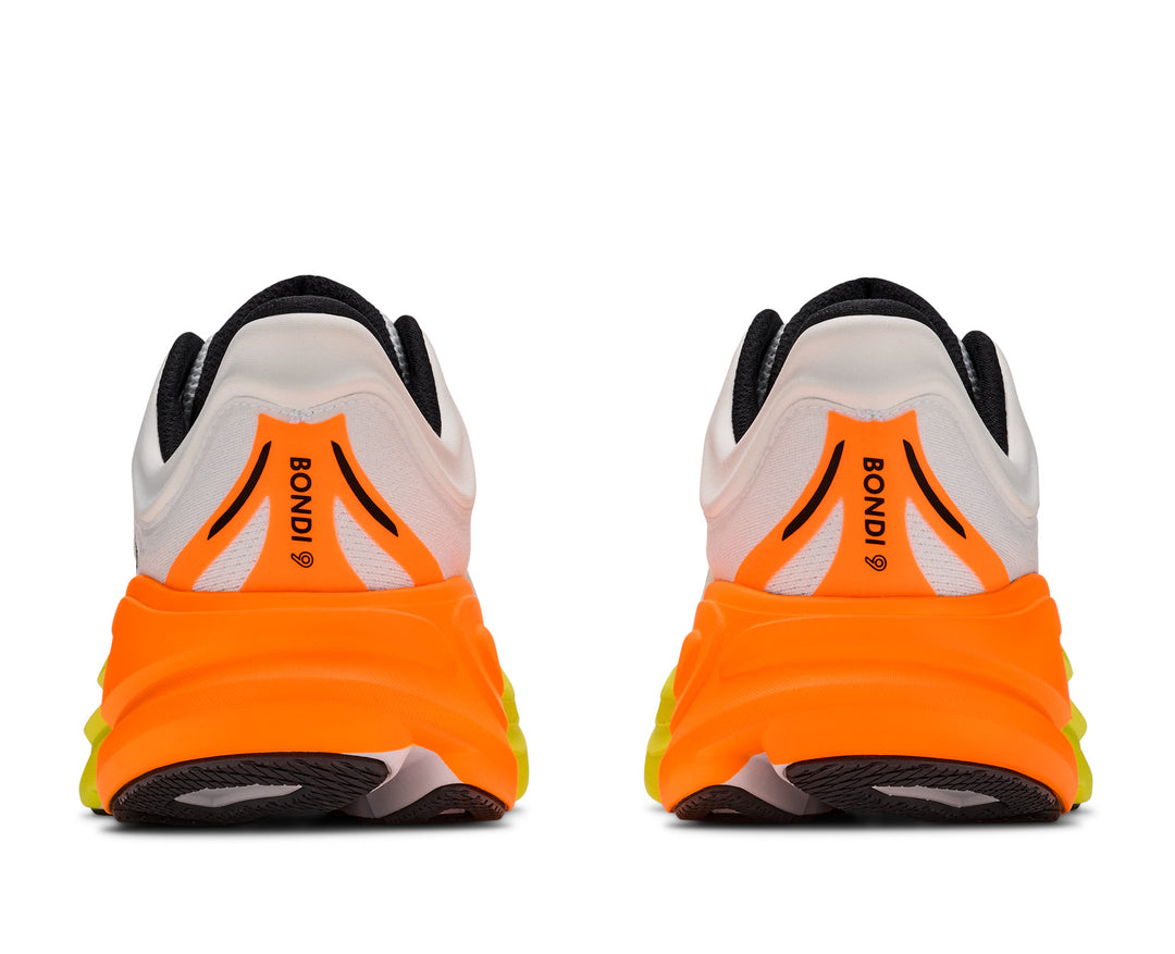 Hoka M BONDI 9 White / Neon Tangerine