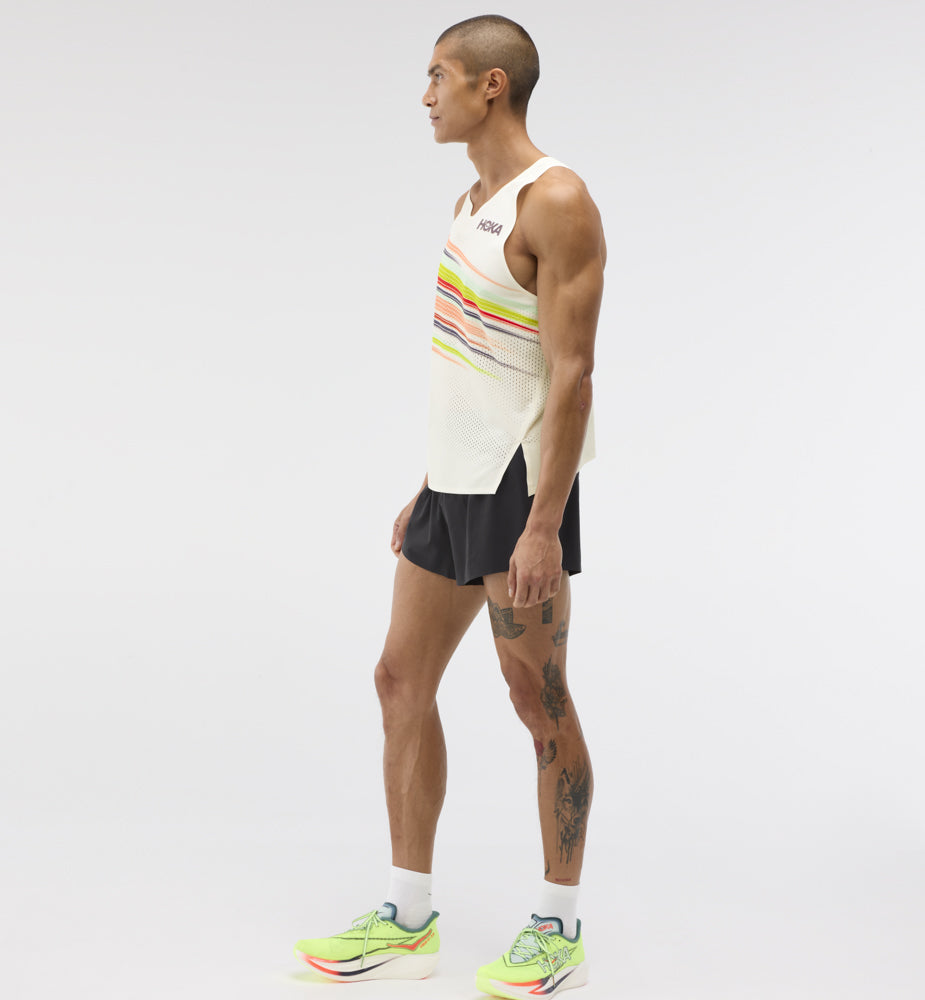 Hoka M RACE DAY SINGLET Alabaster Flare