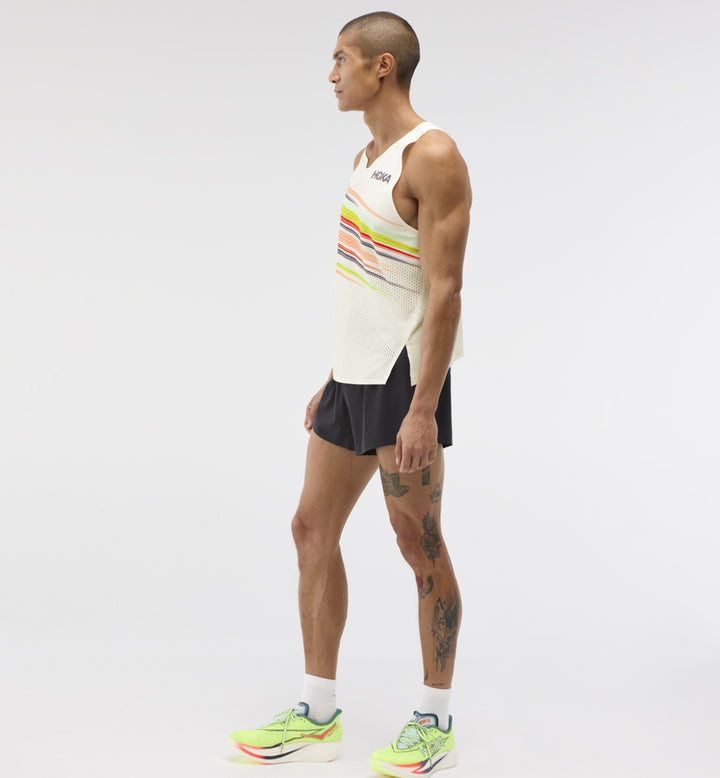 Hoka M RACE DAY SINGLET Alabaster Flare