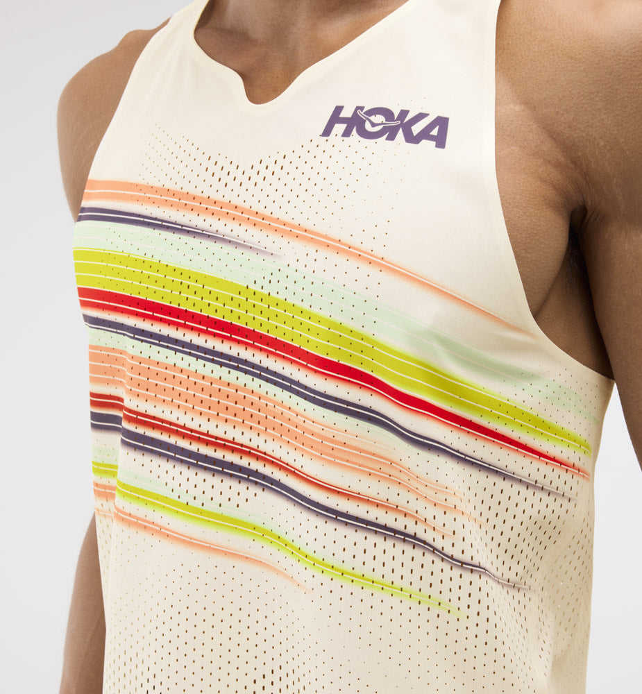 Hoka M RACE DAY SINGLET Alabaster Flare