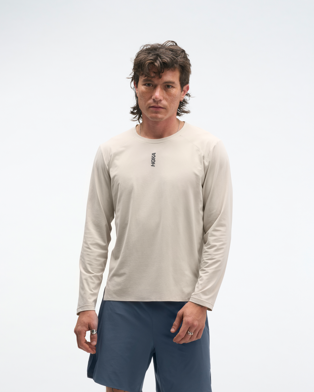 Hoka M EVERYRUN LONG SLEEVE River Rock Grey