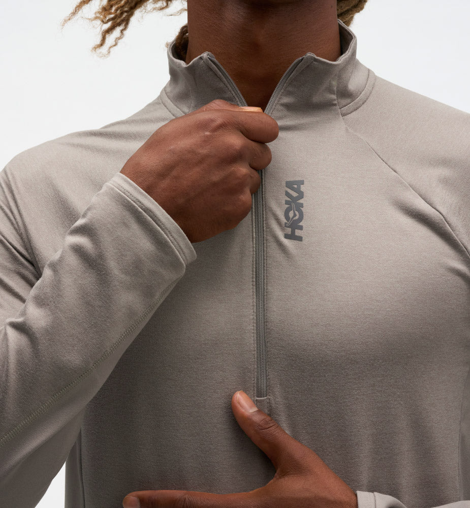 Hoka M SKYFORM HALF ZIP Pebble Grey Htr