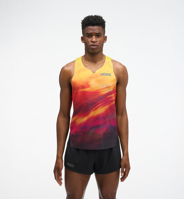 Hoka M RACE DAY SINGLET TR PRT Hoka Citrus Prt