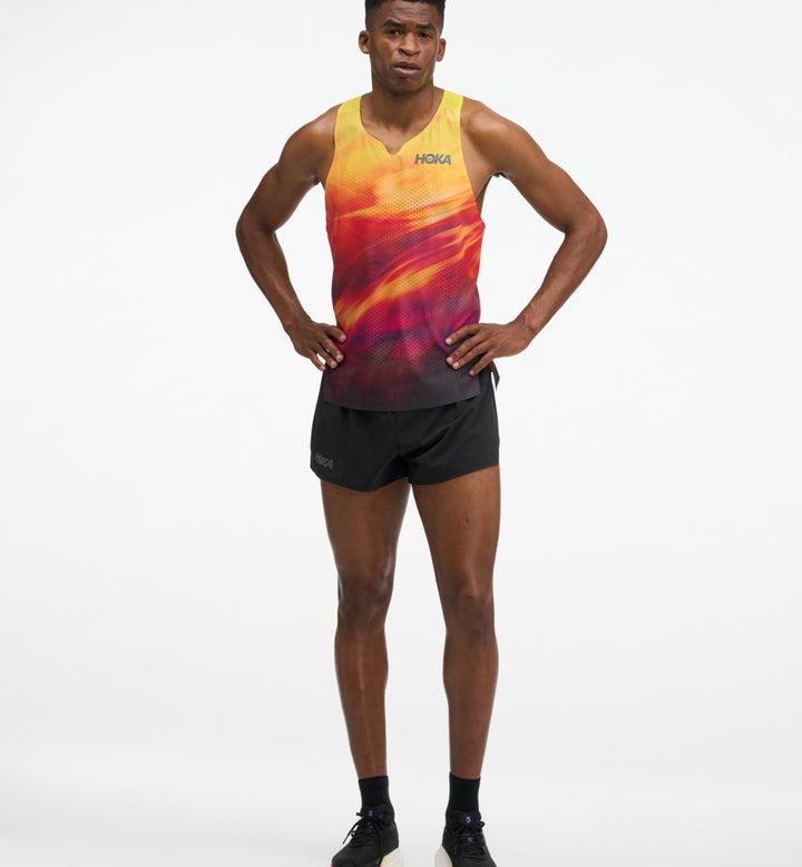 Hoka M RACE DAY SINGLET TR PRT Hoka Citrus Prt