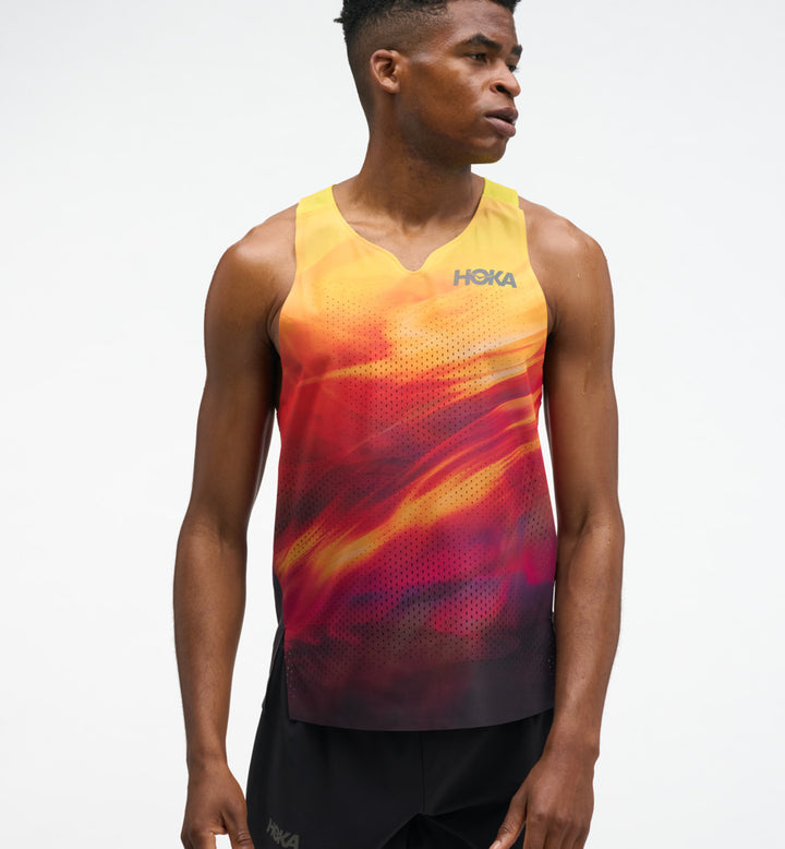 Hoka M RACE DAY SINGLET TR PRT Hoka Citrus Prt