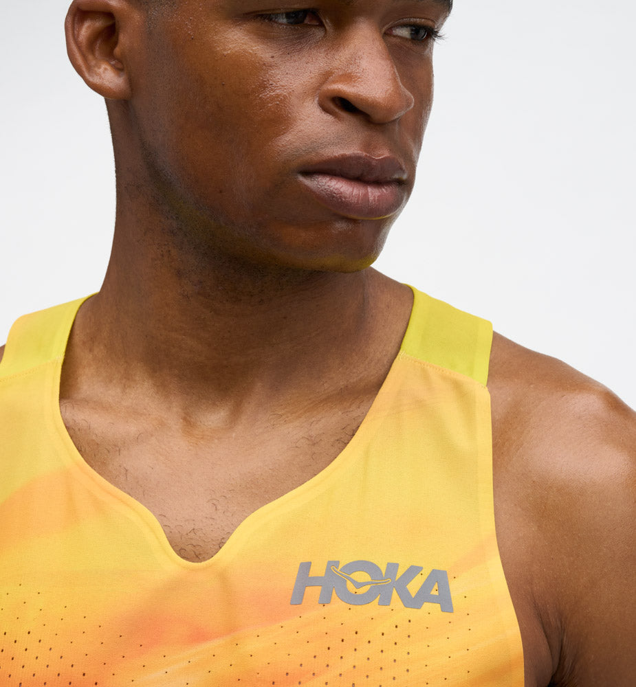 Hoka M RACE DAY SINGLET TR PRT Hoka Citrus Prt