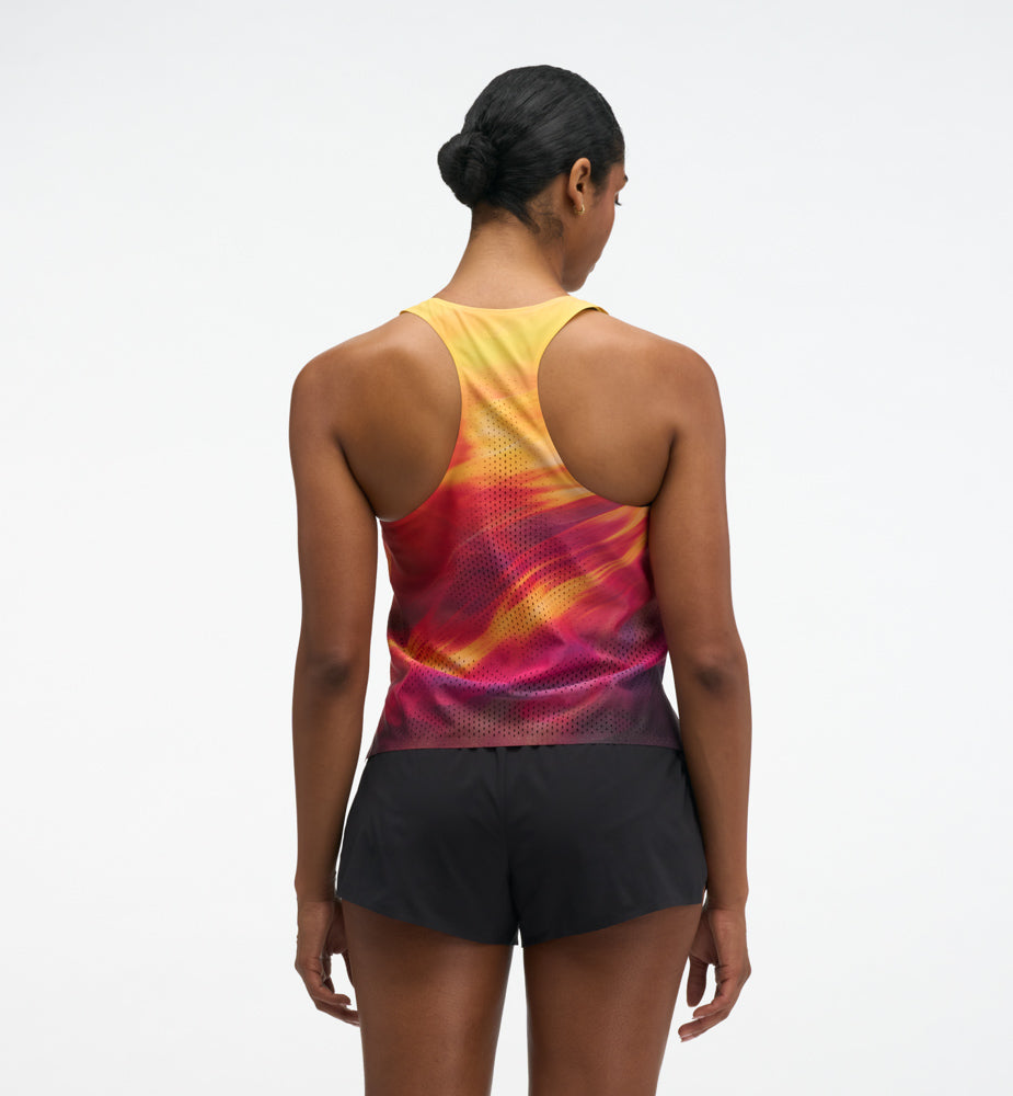 Hoka W RACE DAY SINGLET TR PRT Hoka Citrust Prt