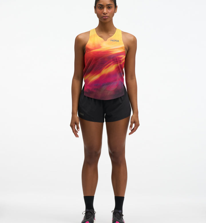 Hoka W RACE DAY SINGLET TR PRT Hoka Citrust Prt