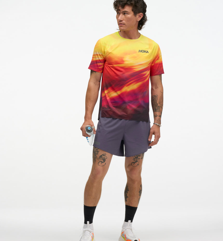 Hoka M RACE DAY SHORT SLEEVE TR PRT Hoka Citrus Prt
