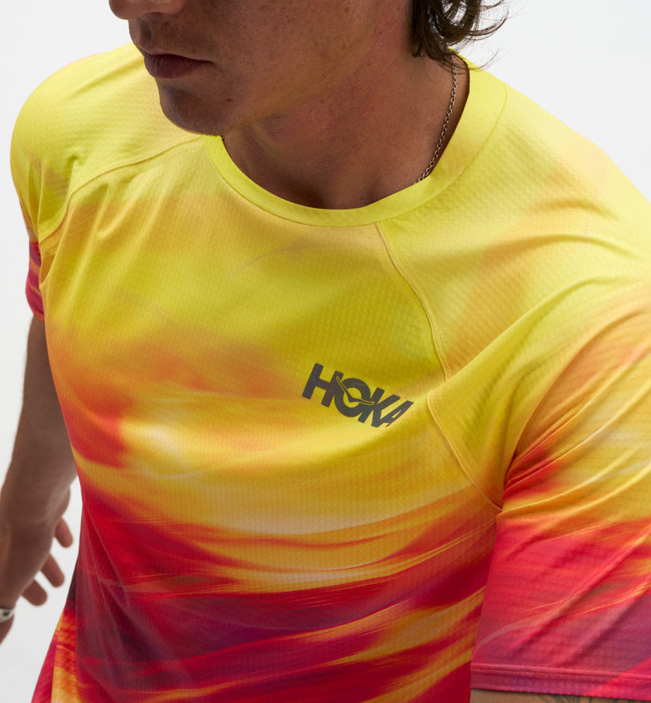 Hoka M RACE DAY SHORT SLEEVE TR PRT Hoka Citrus Prt