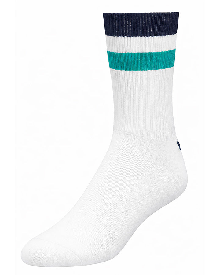 YMR Track Club Åsunden Mid Crew Socks Off-White/ Navy / Warm Green