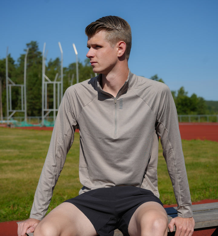 Hoka M SKYFORM HALF ZIP Pebble Grey Htr