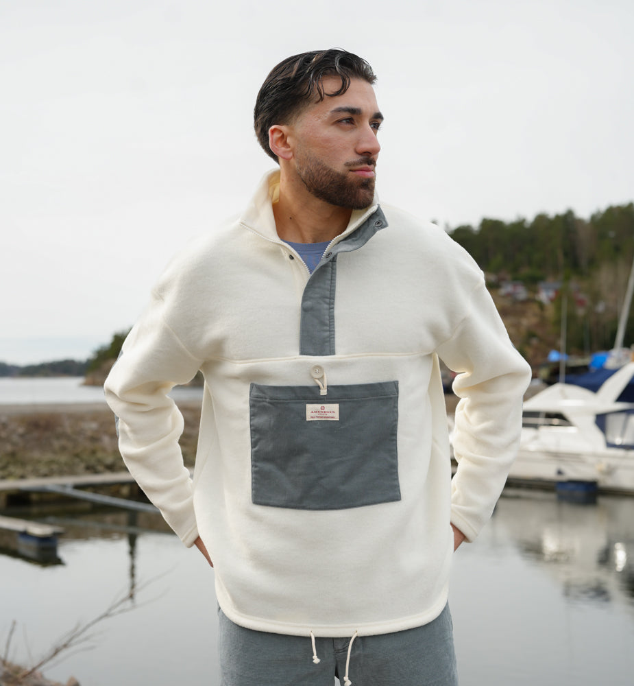 Amundsen Sports V-Bond Cord Fleece Mens Natural/Stormy Blue