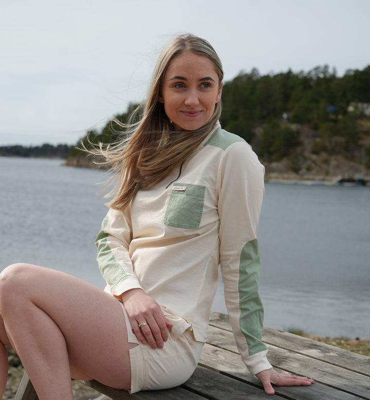 Amundsen Sports Ditch-Hiker Pullover Womens Oatmeal/Faded Willow Green