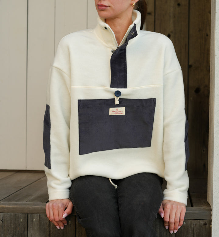 Amundsen Sports V-Bond Cord Fleece Womens Natural/Faded Navy