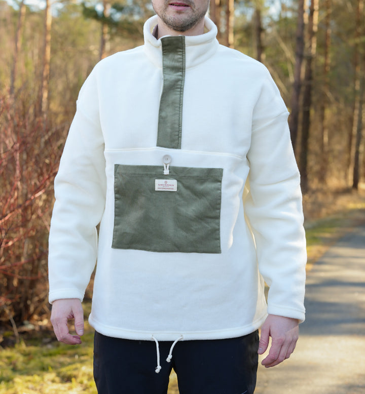 Amundsen Sports V-Bond Cord Fleece Mens Natural/Olive Ash