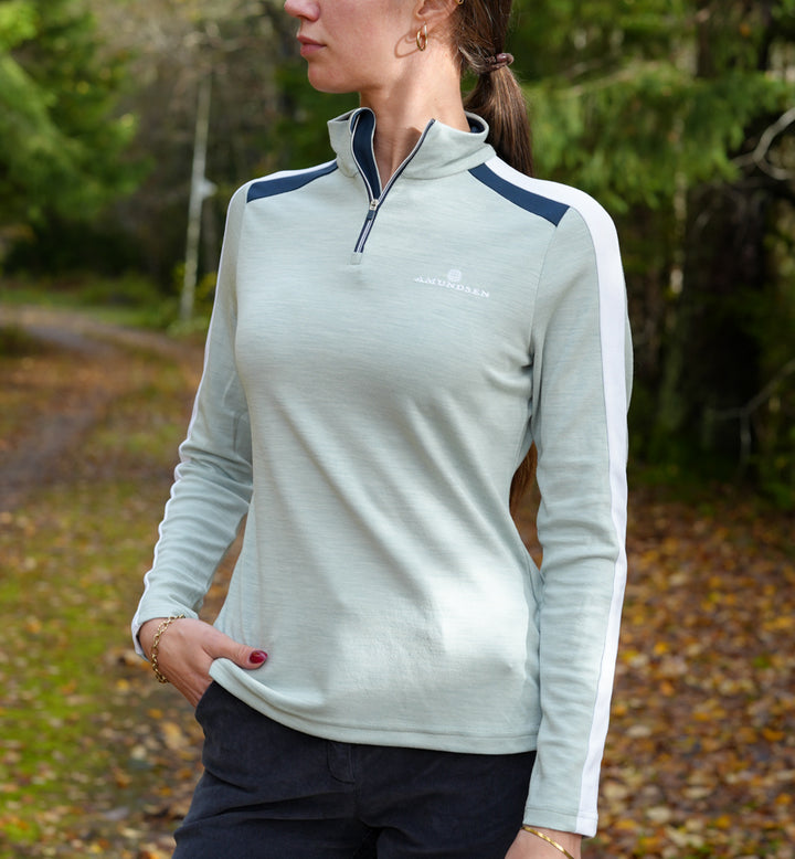 Amundsen Sports 5Mila Half Zip Womens Woad Green/Stripe