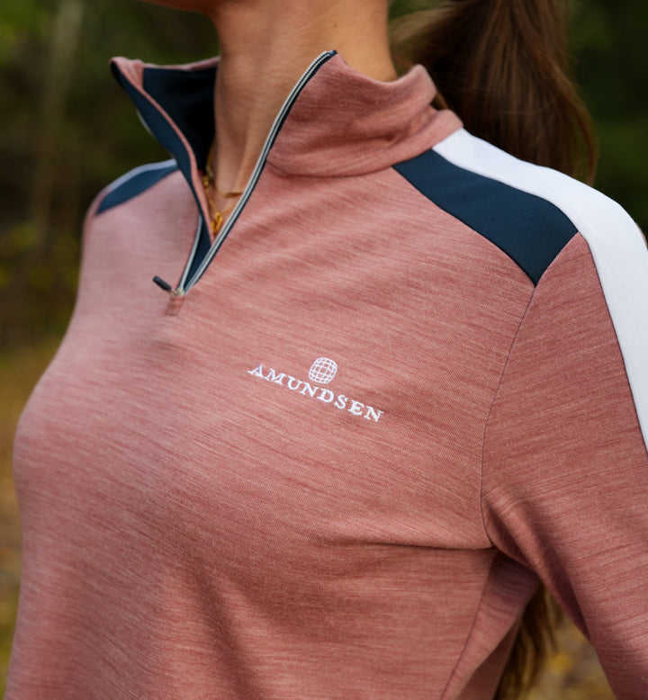 Amundsen Sports 5Mila Half Zip Womens Peony Pink/Stripe