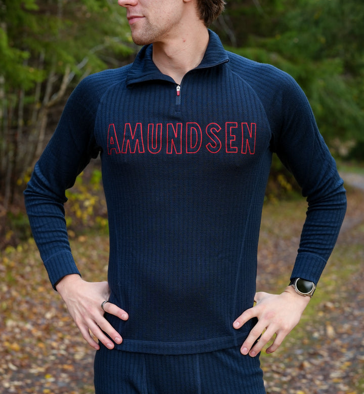 Amundsen Sports Hero's Hide Half Zip Mens Faded Navy/Logo