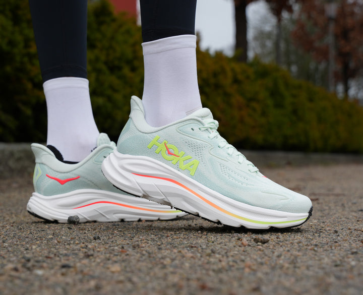 Hoka W CLIFTON 10 WIDE Sea Glass / Neon Flame