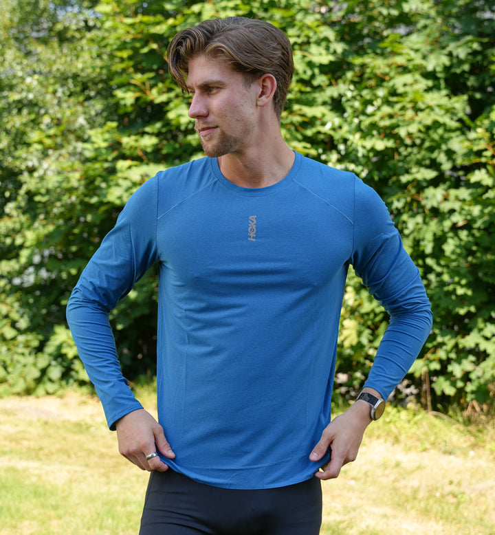Hoka M EVERYRUN LONG SLEEVE Night Glow Blue