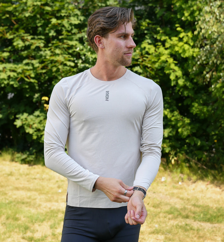 Hoka M EVERYRUN LONG SLEEVE River Rock Grey