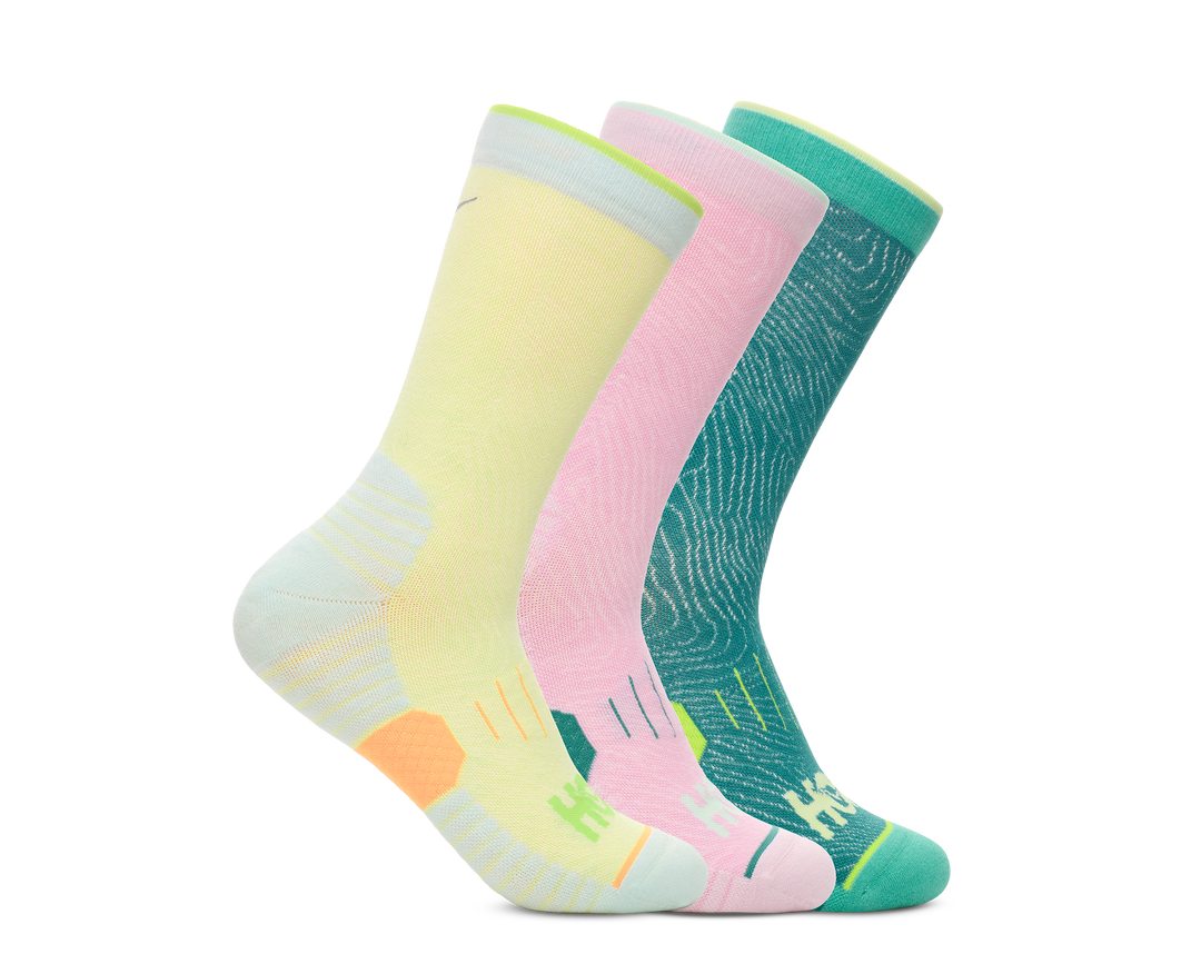 Hoka Tekstil U CREW RUN SOCK 3-PACK Celery Root / Pk Twlght / Ocea