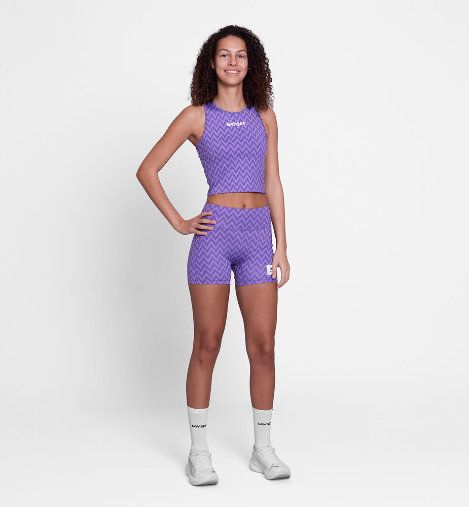 Saysky W Zig Zag Combat Crop Top Purple Zigzag