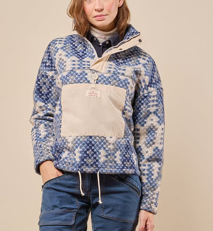 Amundsen Sports V-Bond Tradition Fleece Womens Fjord Blue/Pattern