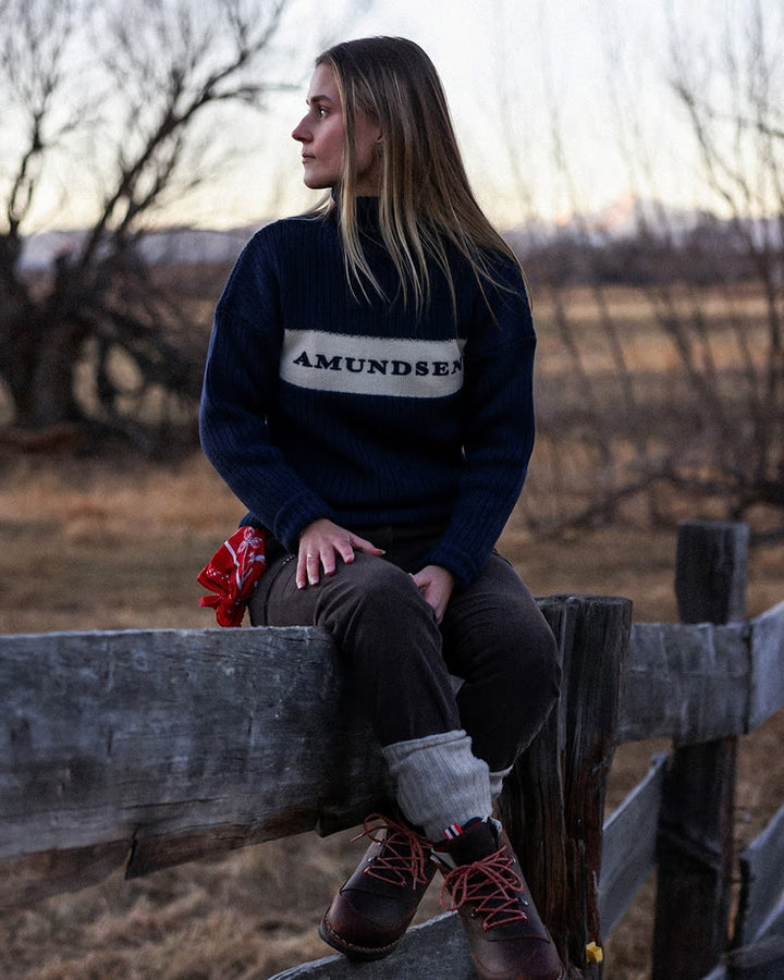 Amundsen Sports Heroes Ski Turtle Neck Womens Faded Navy / Natural