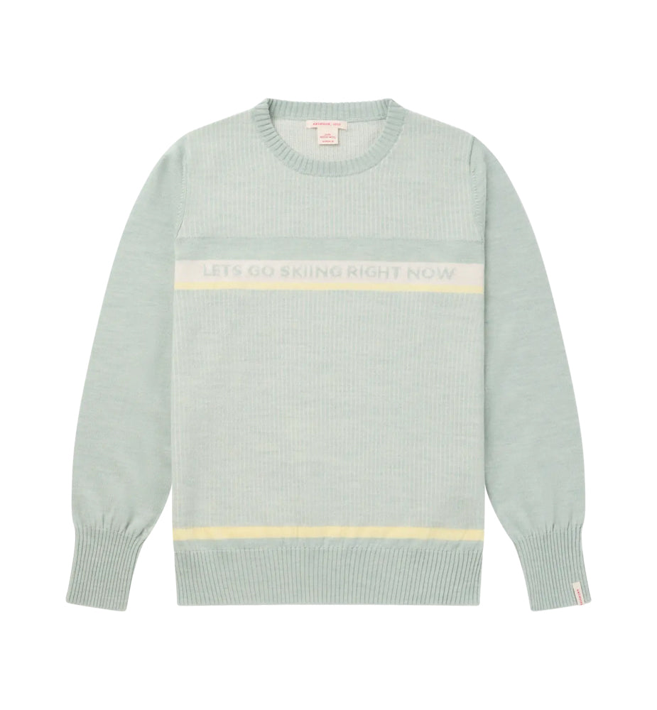 Amundsen Sports Pinstripe Crew Womens Faded Woad Green