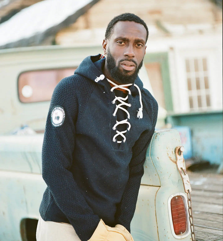Amundsen Sports Boiled Hoodie Laced Mens Faded Navy