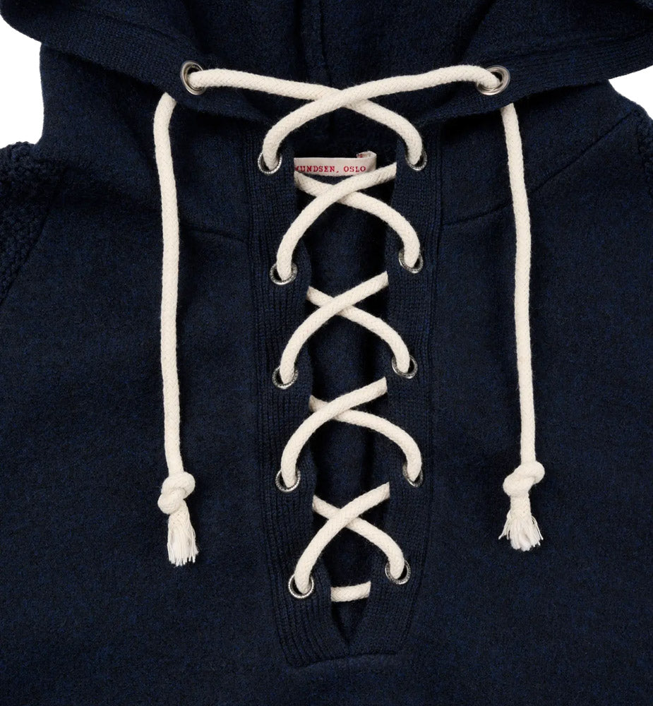 Amundsen Sports Boiled Hoodie Laced Mens Faded Navy